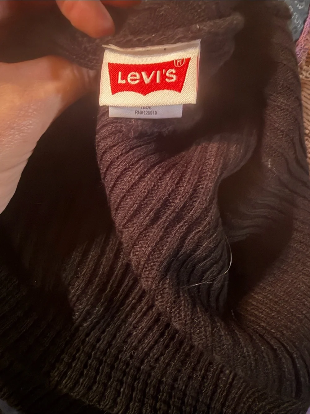 Levi’s Black Waffle Knit Beanie with Red Tag